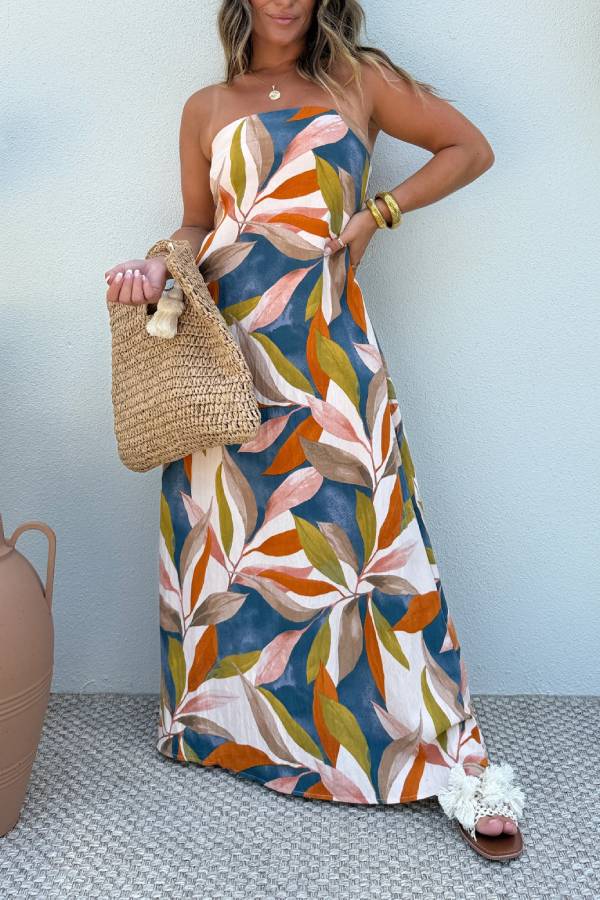 Persimmon Strapless Mumu Maxi Dress Multi