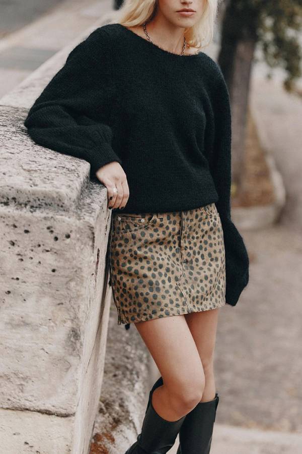 Reversible Tie‑Back Open‑Back Fuzzy Knit Sweater