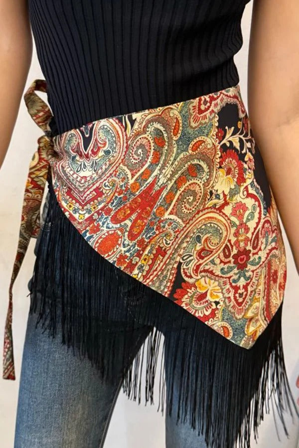 Bohemian-style Triangular Scarf Belt with Tassels