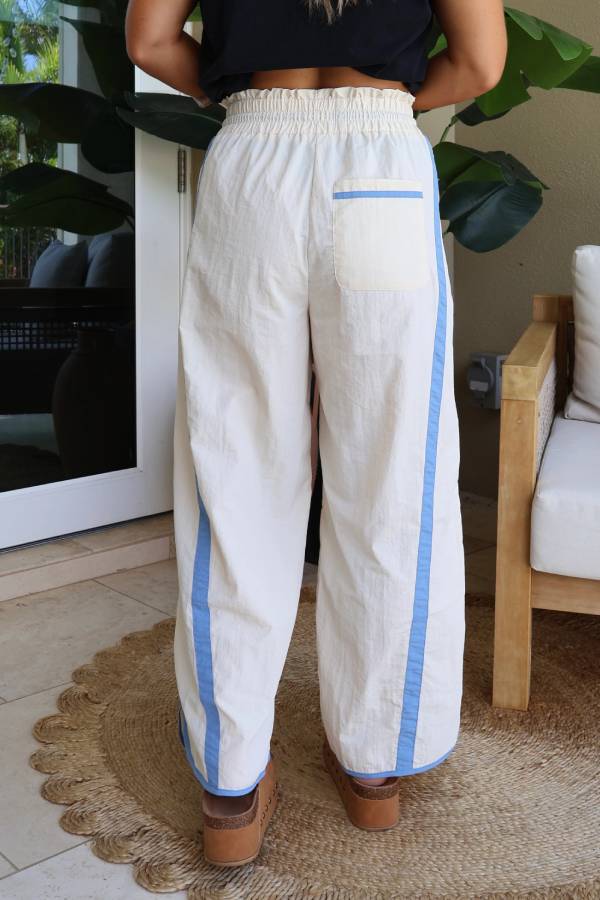 Jet Set Parachute Pants Cream/Blue
