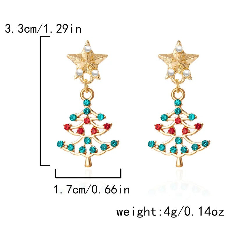 Sparkling Colourful Christmas Tree Earrings