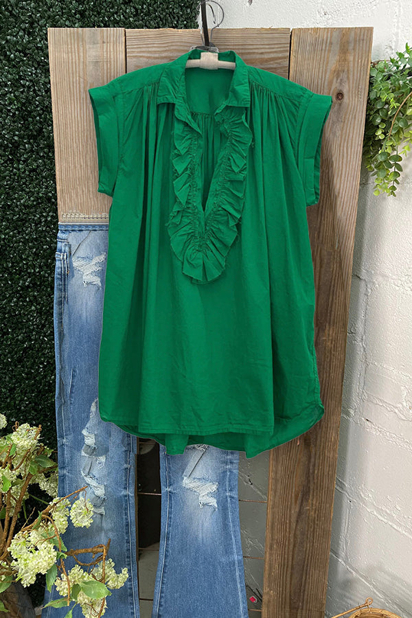 Chemise plissée à volants décontractée