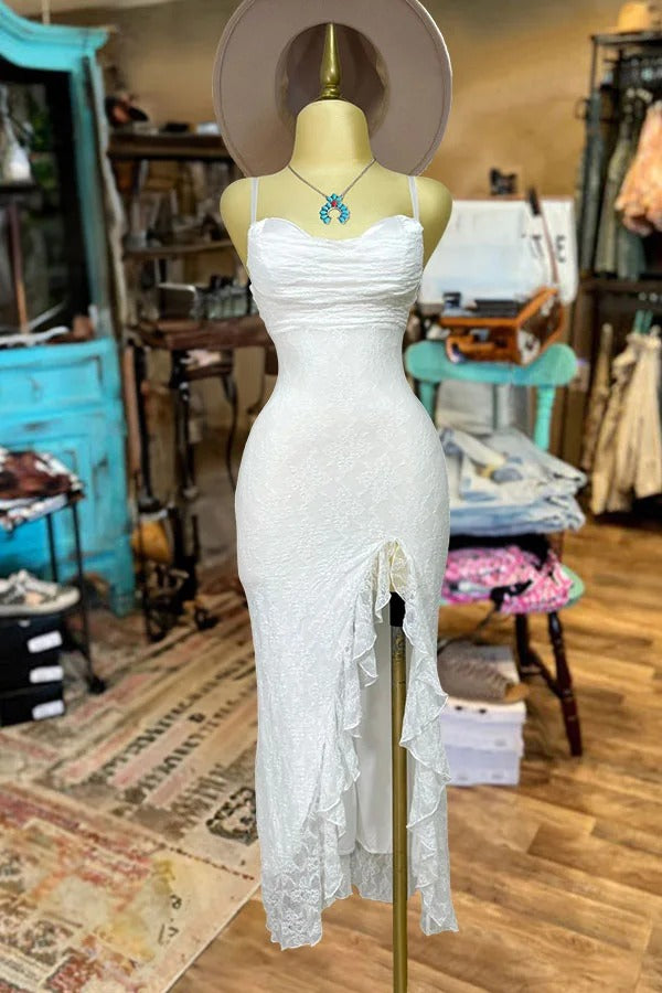 Elegantes Rüschen-Hosenträgerkleid