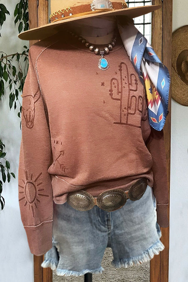 Cotton Embroidery Pattern Sweatshirt