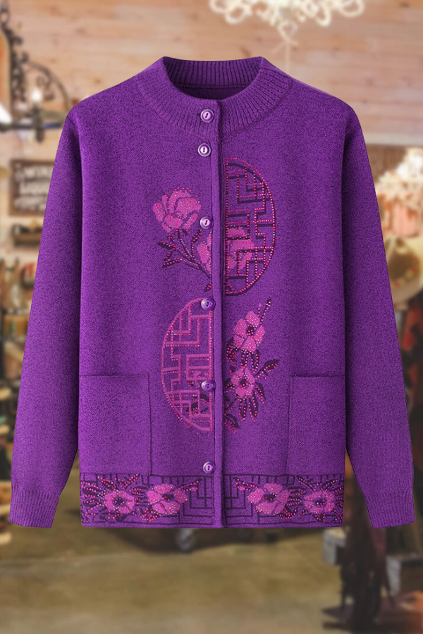 Old lady's fleece knitted cardigan