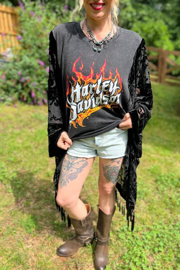 Harley-Davidson Velvet Fringe Cape Tee