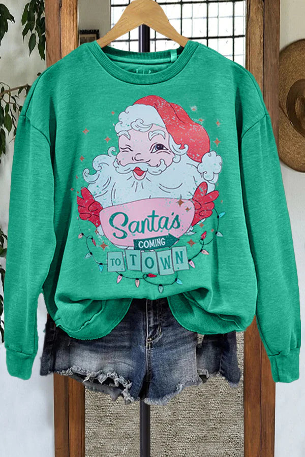 Casual Santa Claus Contrast Print Sweatshirt