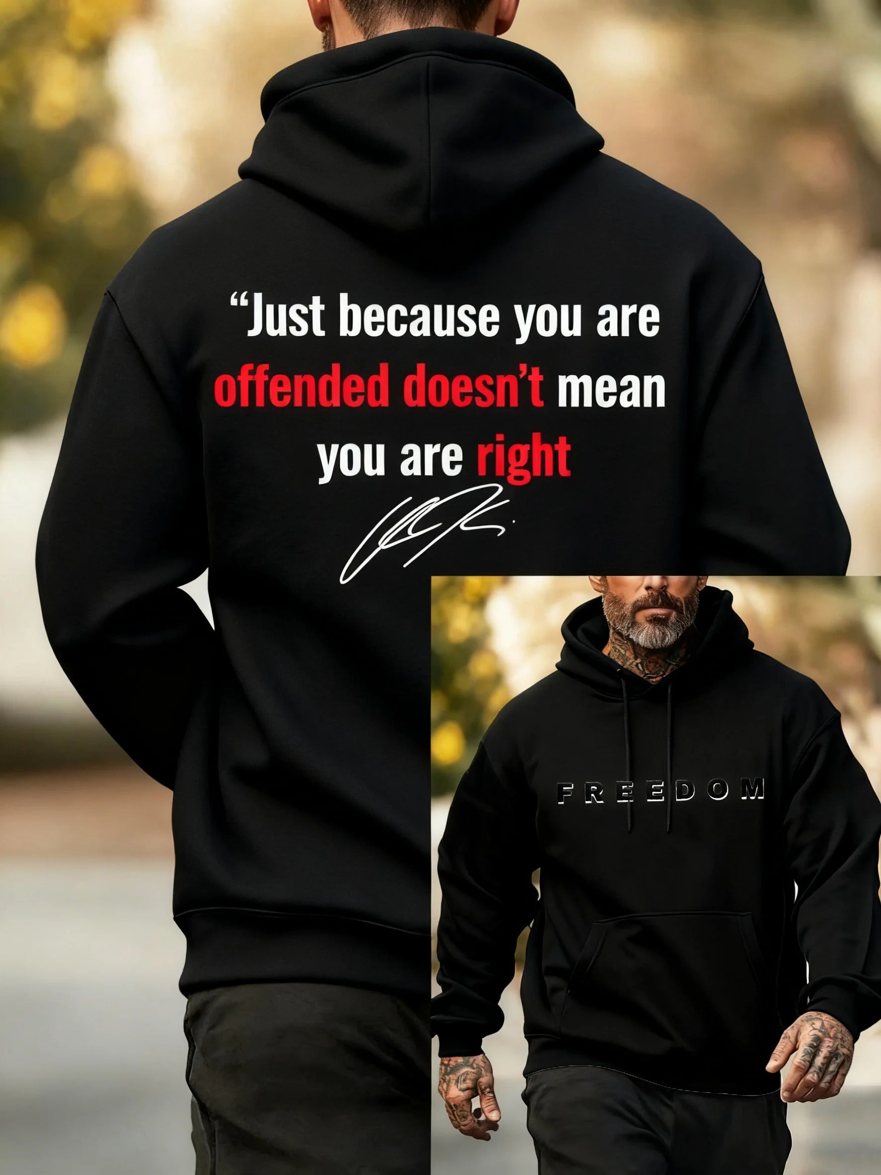 Men's Freedom American Flag Print Casuasl Hoodie