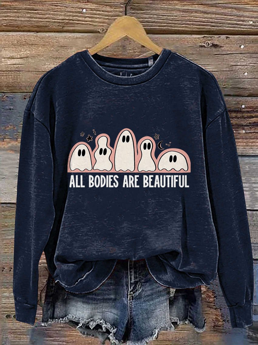 All Bodies Are Beautiful Halloween Casual Print Sweatshirt
