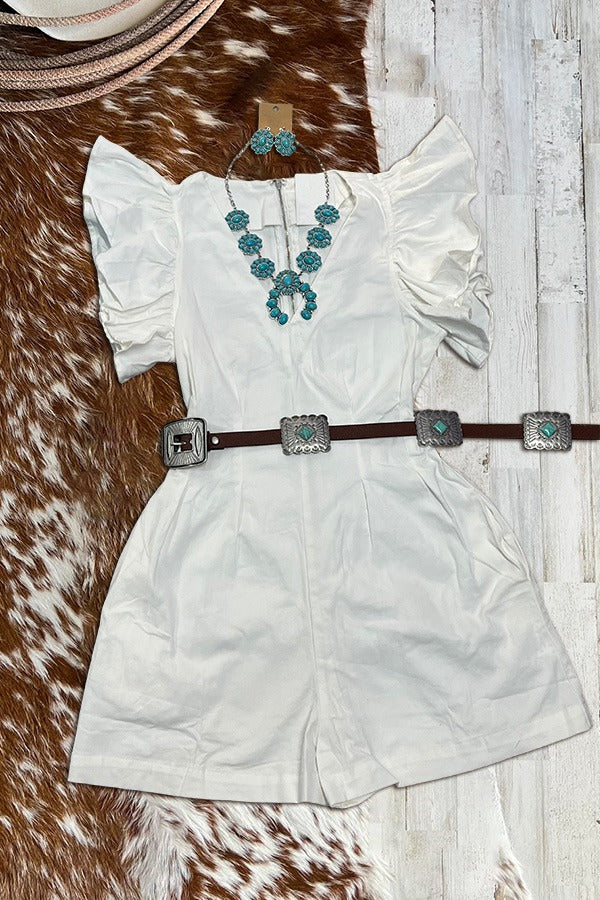 Casual Ruffled V-Neck Romper