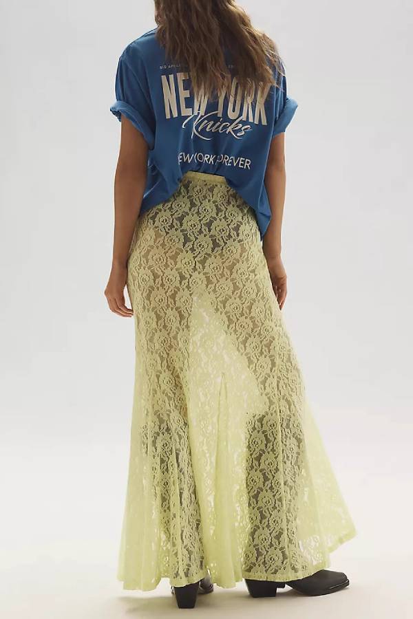 Vintage Hollow-out Lace Midi Maxi Skirt