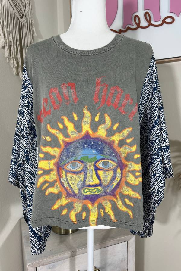 Neon Sun Boho Kimono Top
