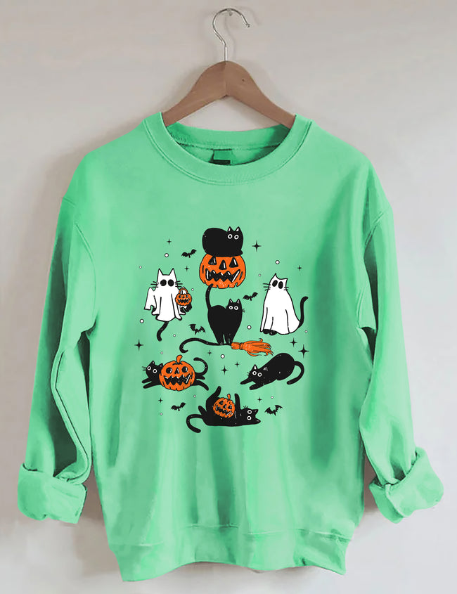 Halloween Ghost Cats Sweatshirt