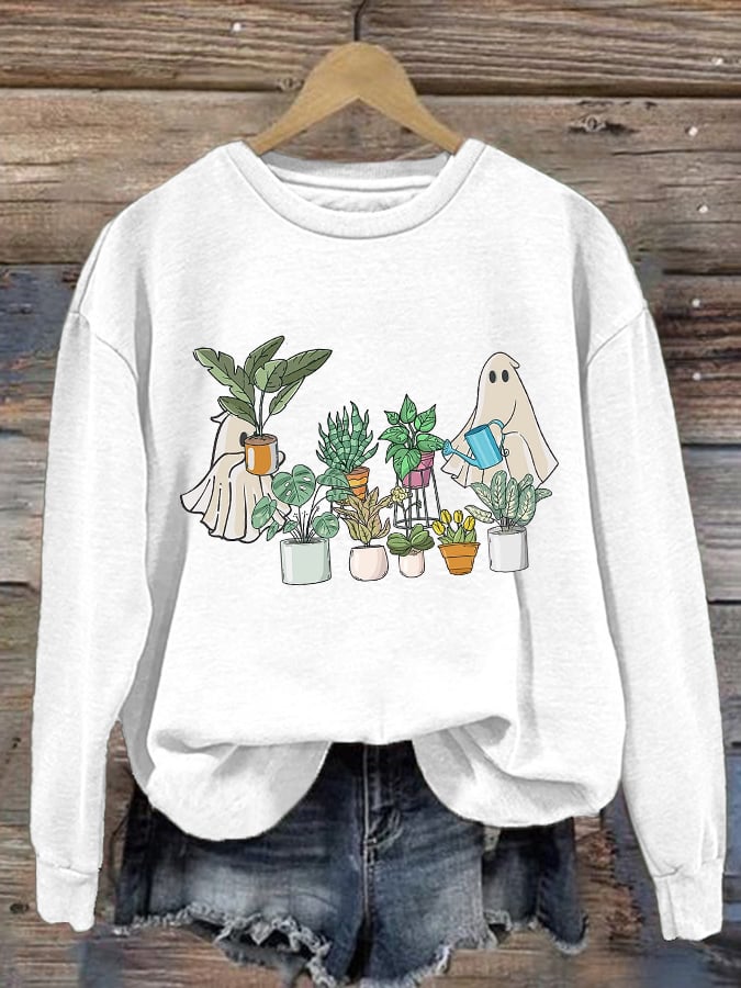 Women's Halloween Print Long Sleeve Sweatshirt