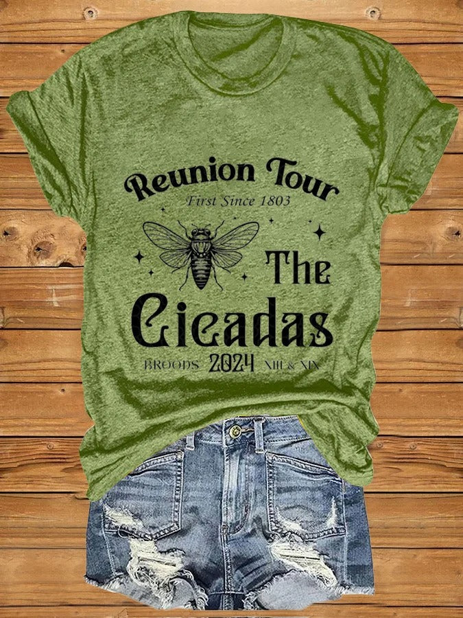 Women's The Cicadas Reunion Tour Print V Neck T-shirt
