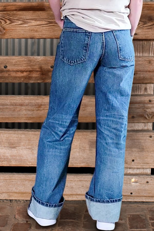 Jean large taille haute délavé vintage