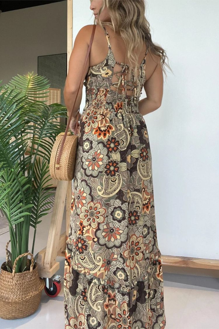 Women's Spaghetti Strap Floral Maxi Dress