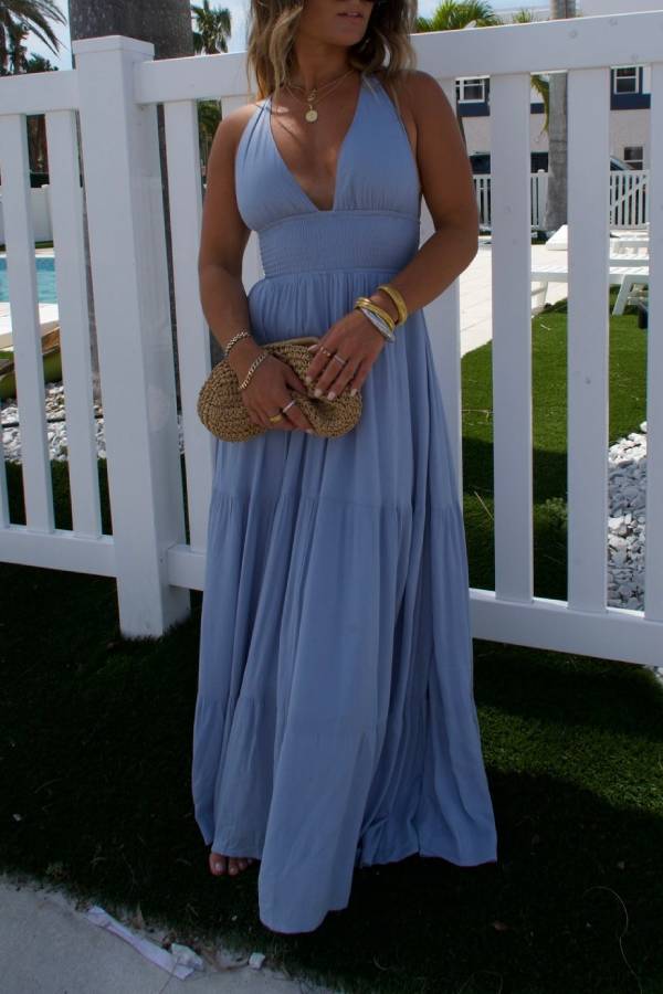 Robe longue Here Comes The Sun bleu bébé