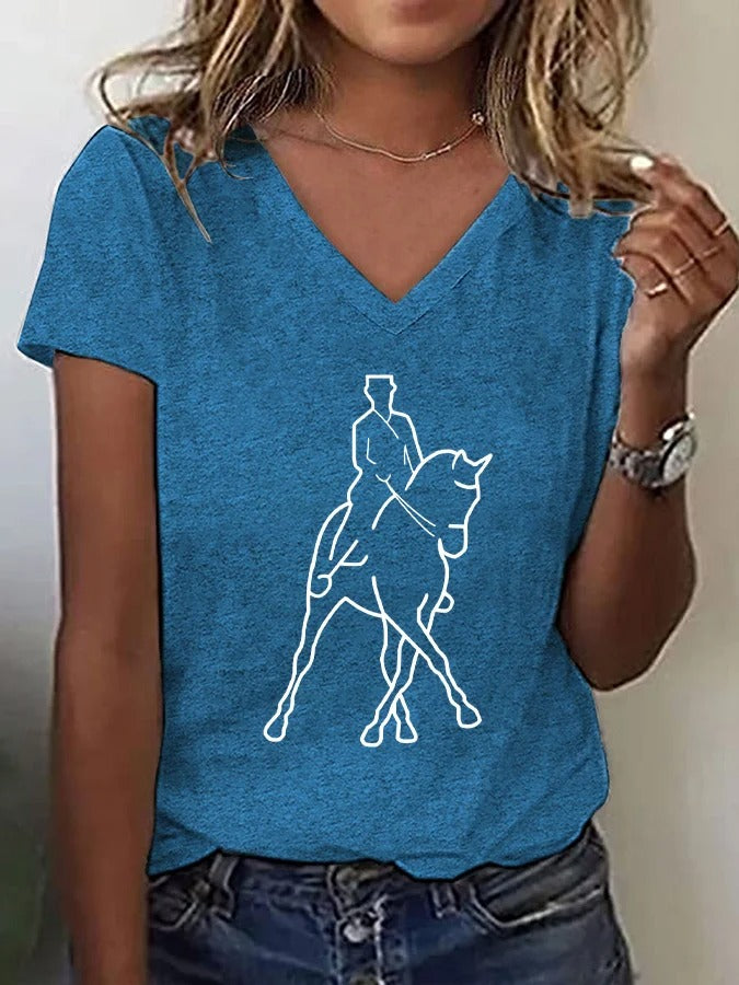 T-shirt imprimé cheval artistique pour femme