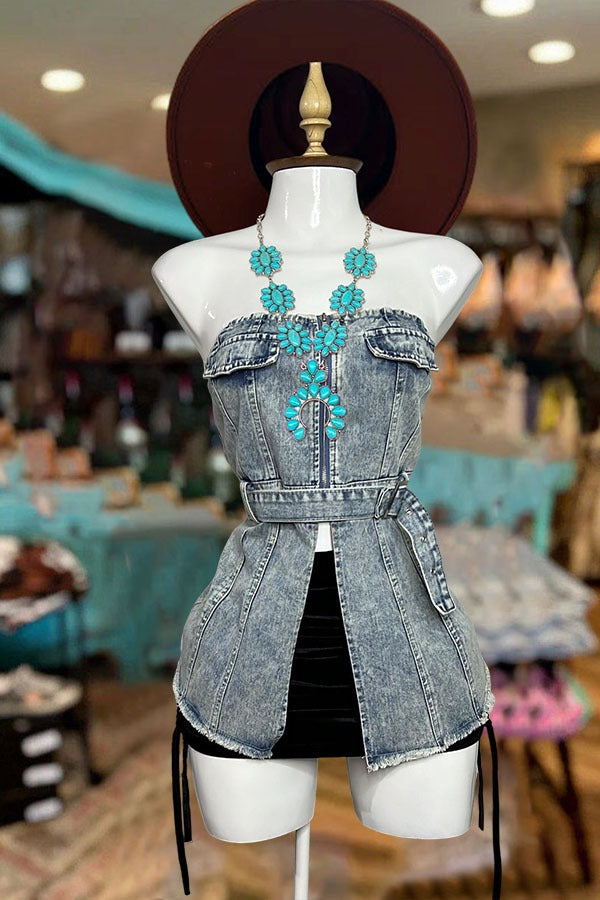 Sexy Oberteil mit Reißverschluss und Schlitz