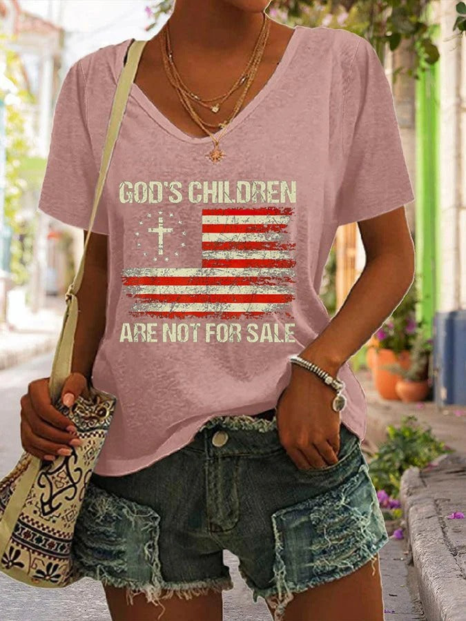 Women's God'S Children Are Not For Sale Print Short Sleeve T-Shirt