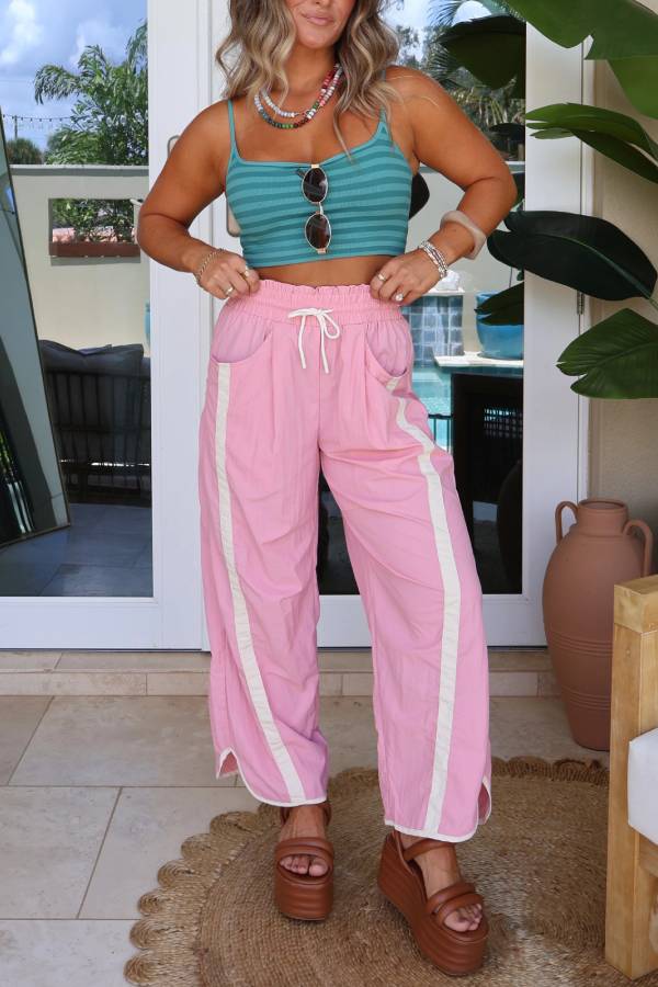 Jet Set Parachute Pants Cream/Pink