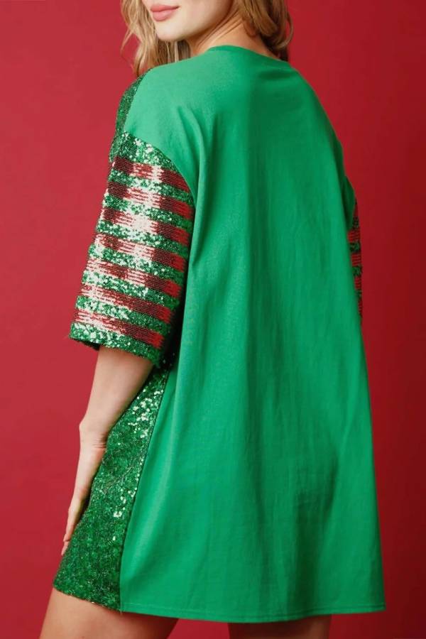 Sequin Round Neck Half Sleeve T-Shirt