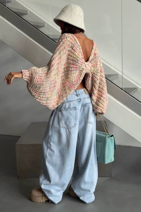 Chunky Knit Bow Back Sweater