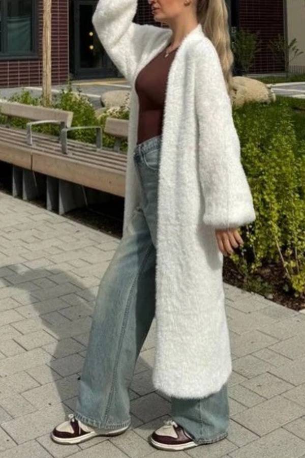 Oversized Long Fuzzy Knit Cardigan