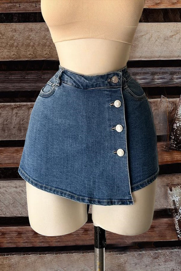 Jupe en jean boutonnée délavée vintage