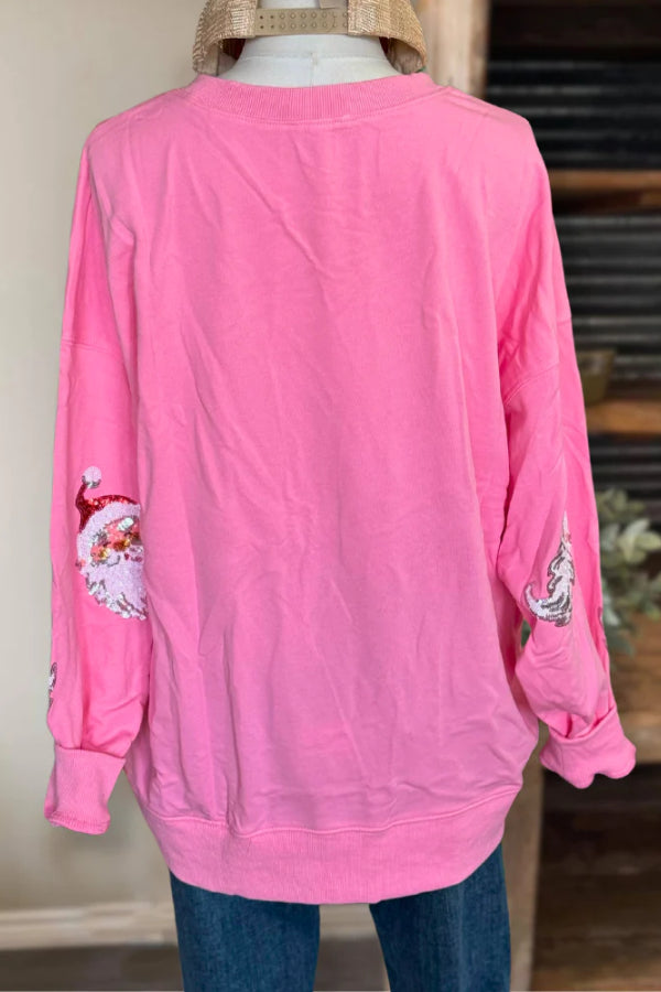 Pink Santa Sequins Sweatshirt