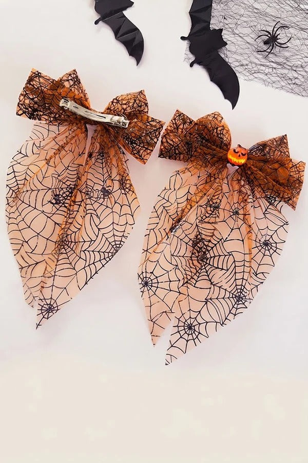 Large Halloween Mesh Bow Hair Clip