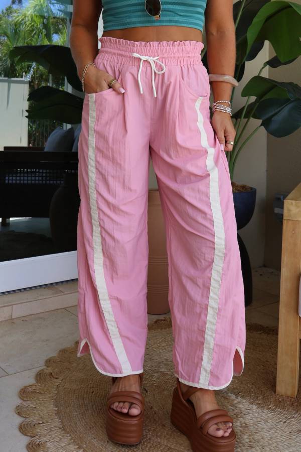 Jet Set Parachute Pants Cream/Pink