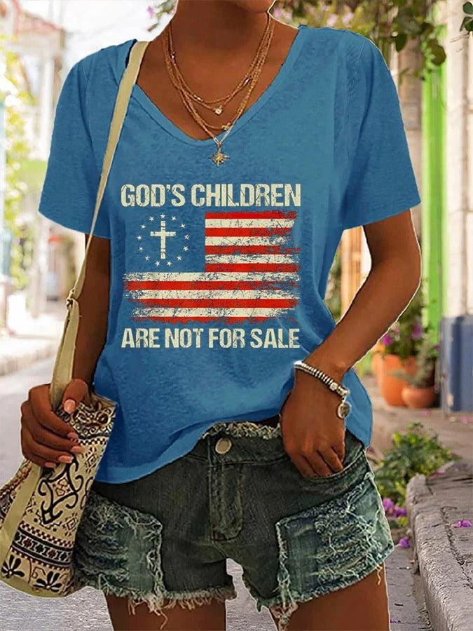 Women's God'S Children Are Not For Sale Print Short Sleeve T-Shirt