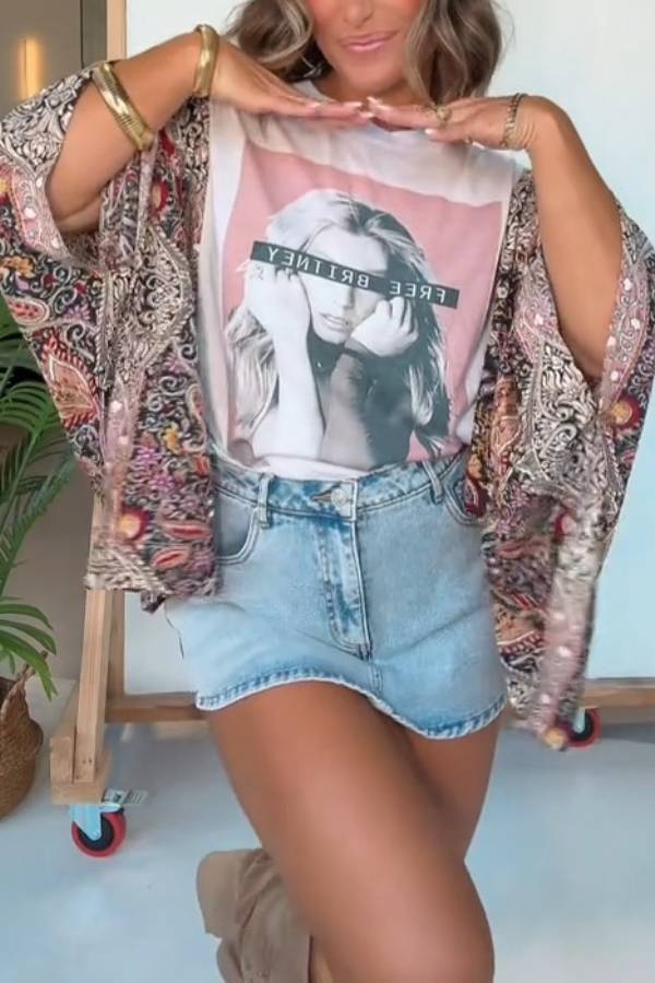 Free Britney Paisley Kimono Tee