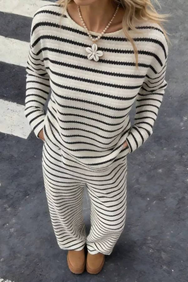Striped Relaxed Fit Top and Pants Set