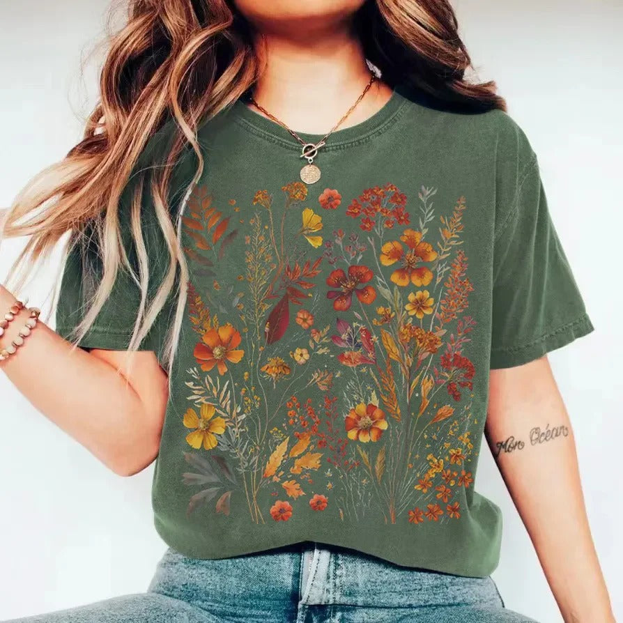 T-shirt vintage pour amoureux des jardins de fleurs sauvages