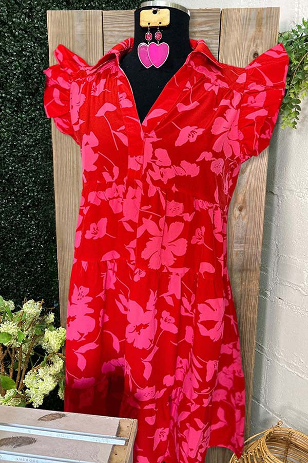 Wunderschönes Kleid mit floralen Rüschenärmeln