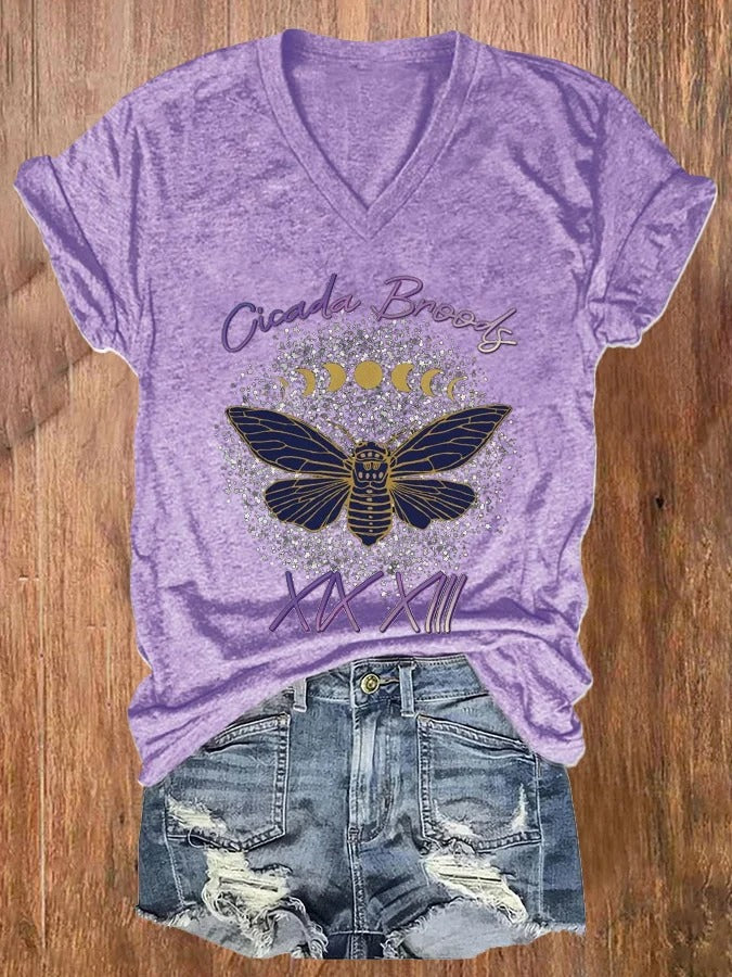 Women'S 2024 Year of The Cicada Print Casual T-Shirt