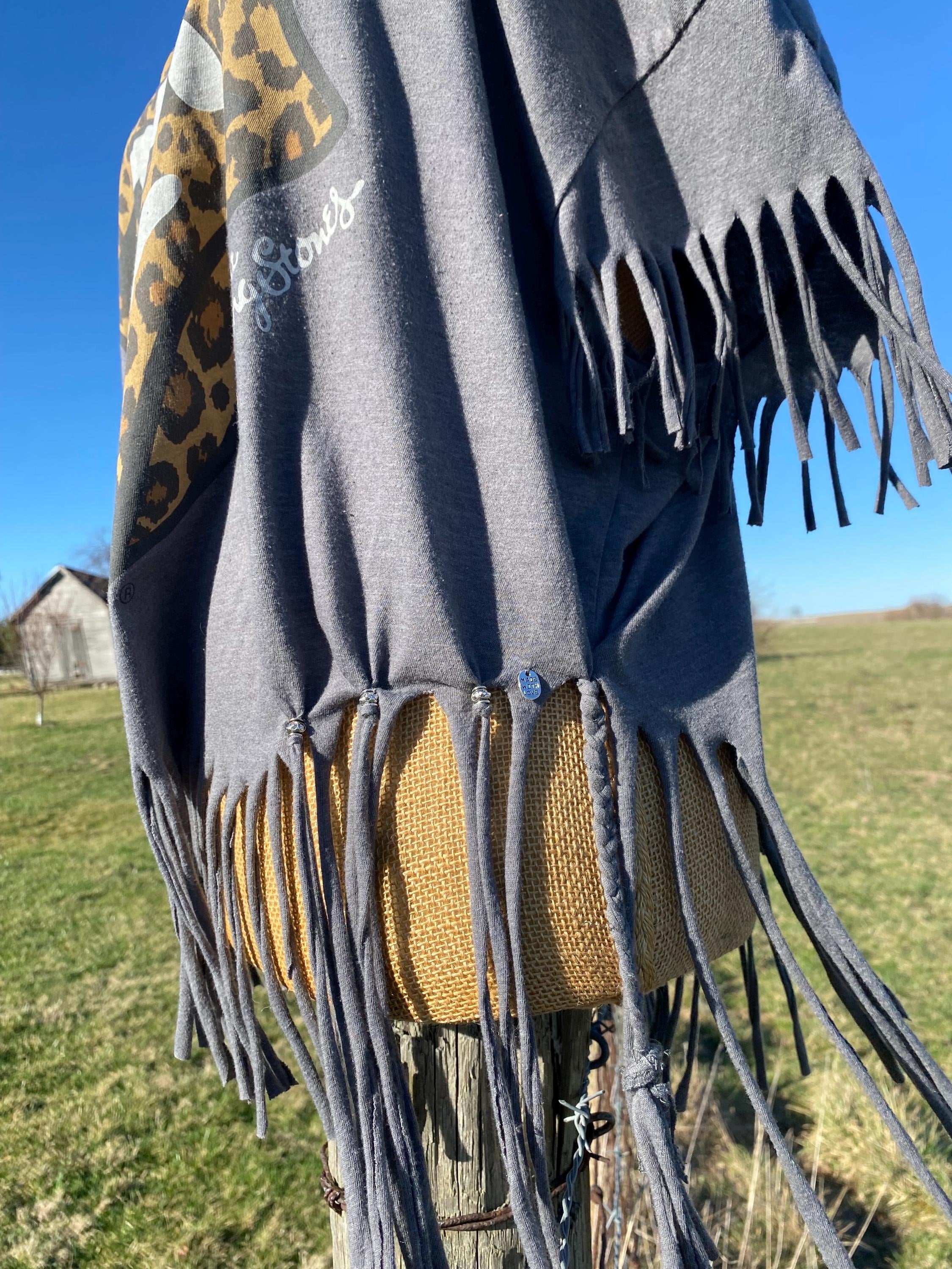 Rolling Stones Leopard Fringe Tee