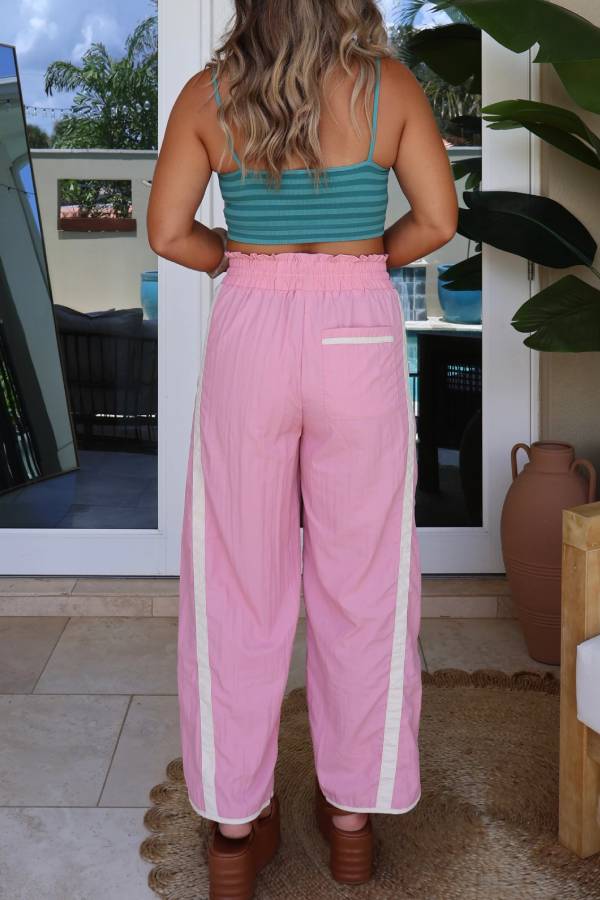 Jet Set Parachute Pants Cream/Pink
