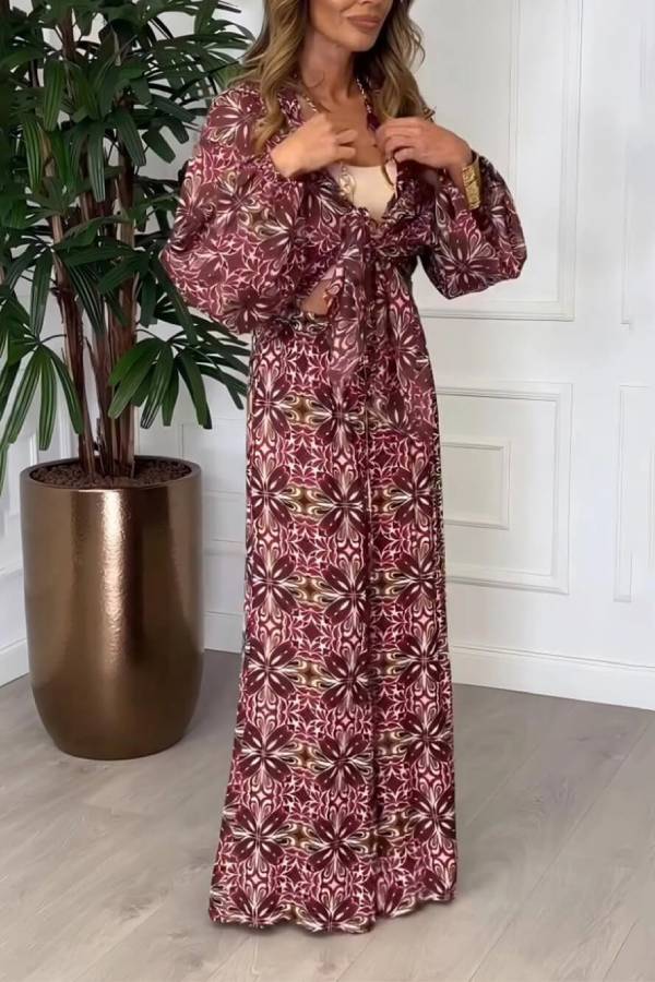 Unique bold floral print two piece set