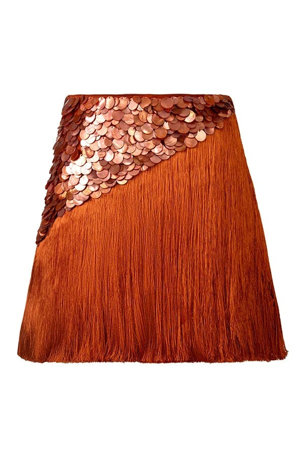 Velora Fringe Tassel Sequin High Waist Short Skirt