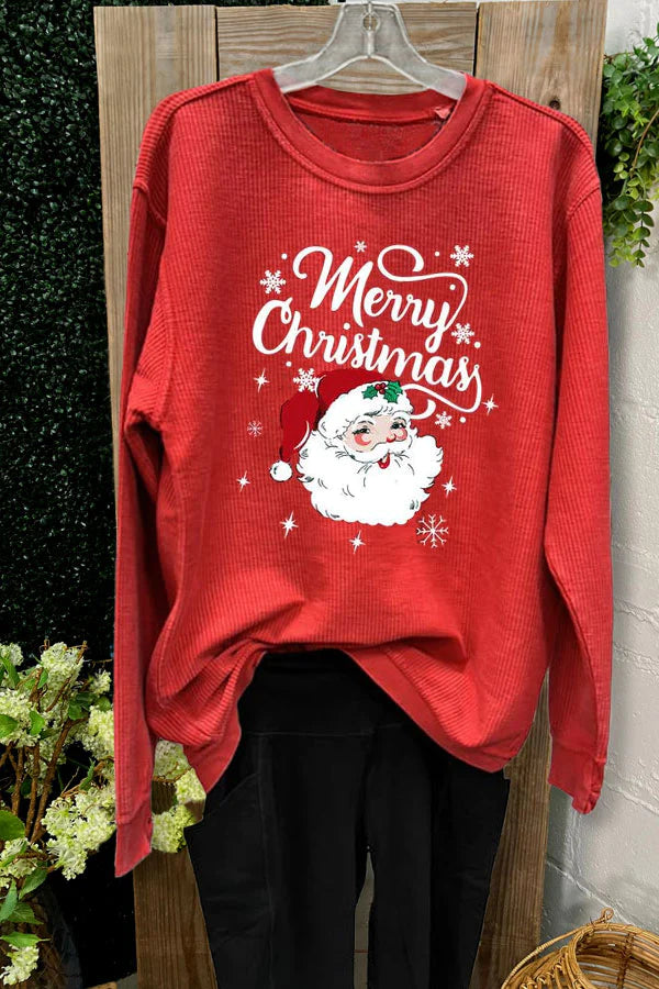 Striped Textured Christmas Graphic Casual Sweatshirt