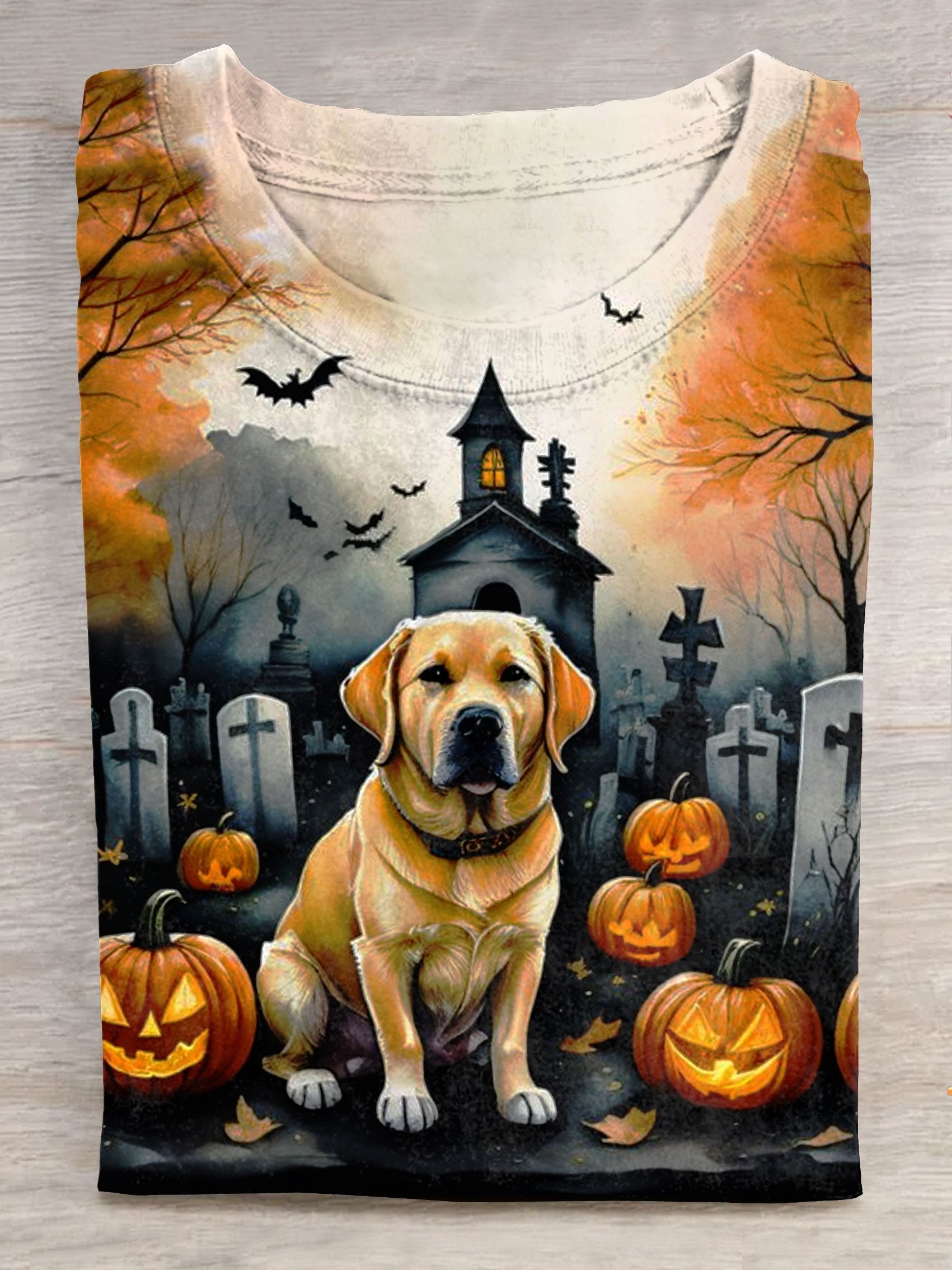 Dog Halloween Art Print Casaul Short Sleeve T-shirt