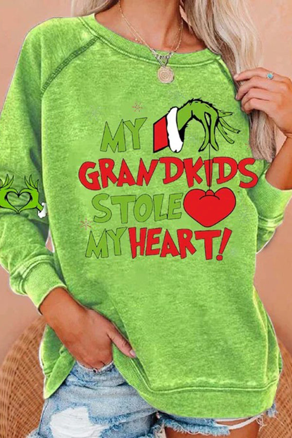 Women My Grandkids Stole My Heart Christmas Print Casual Sweatshirt