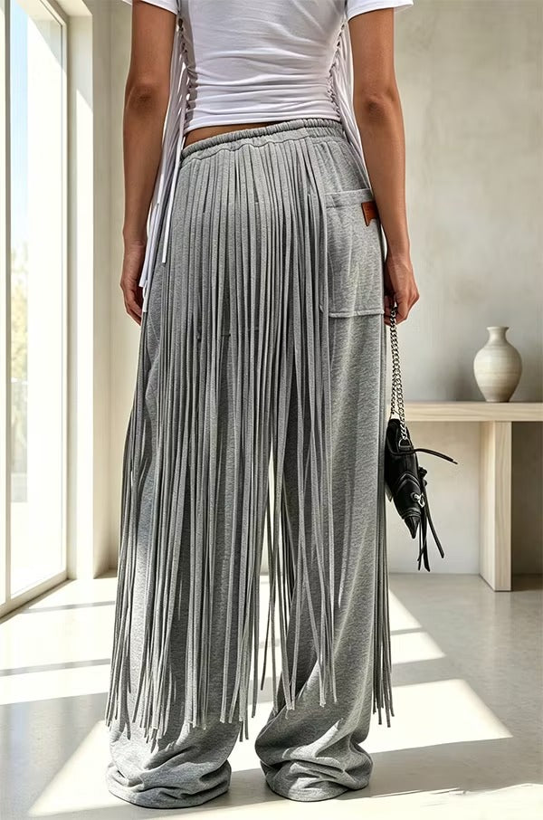 Aura Fringe High-Waist Movement Wide-Leg Pants