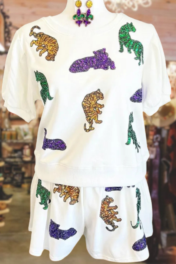 Ensemble à paillettes Tigre multicolore