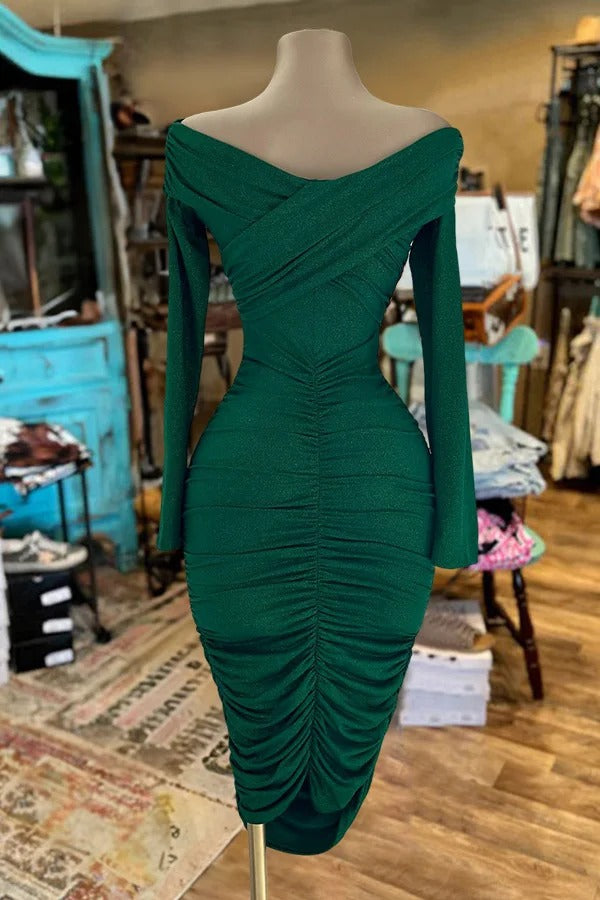 Robe mi-longue à épaules dénudées croisées