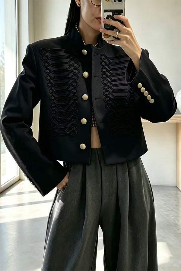 Aura Regal Military Corded Crop Jacket